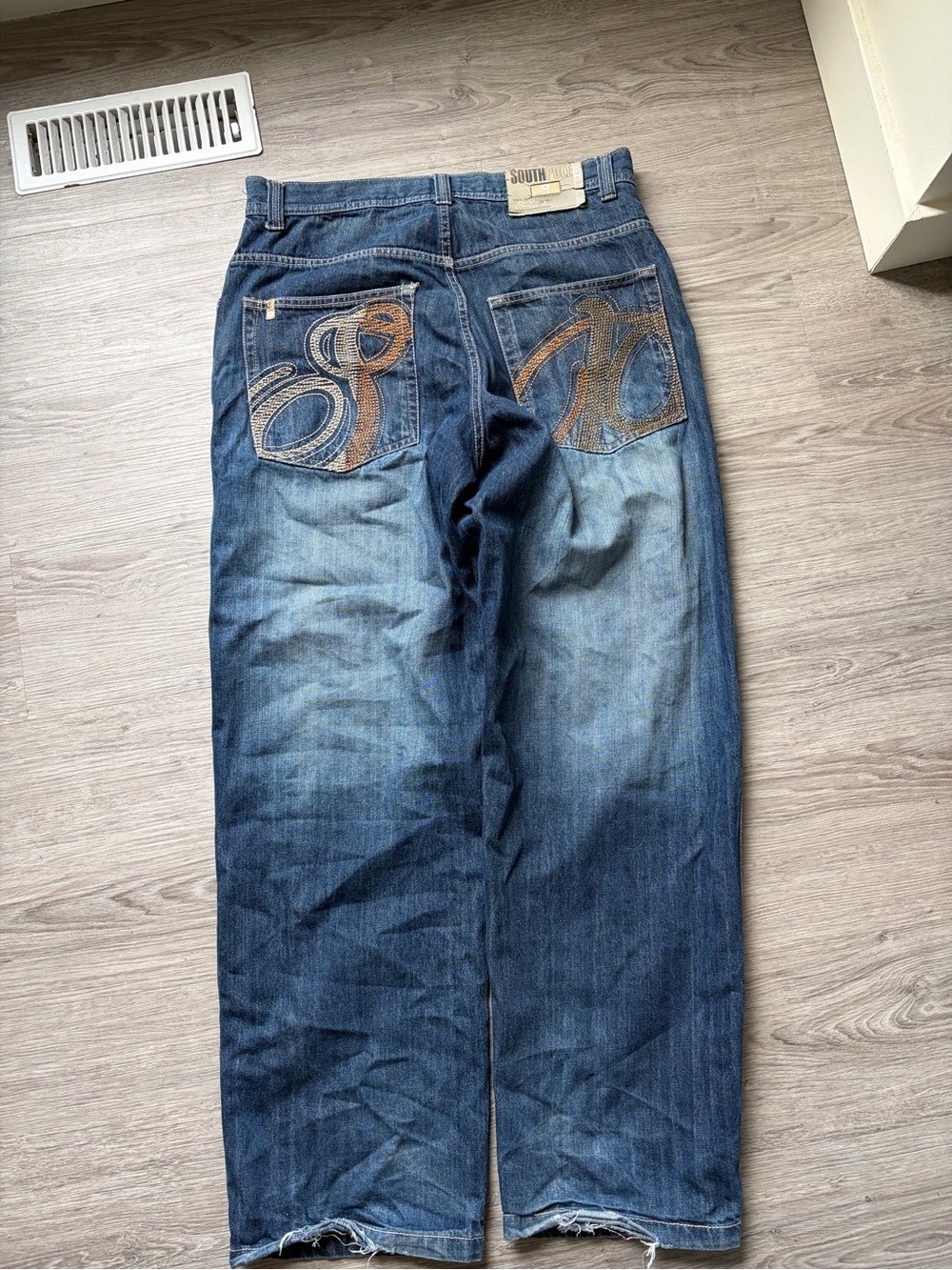 South Pole Men’s Relaxed Blue Denim Jeans with Embroidered Back Pockets